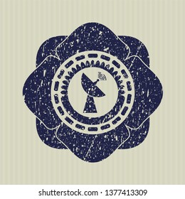 Blue radar icon inside grunge seal