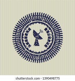 Blue radar icon inside rubber texture