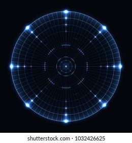 Blue radar range on black background.