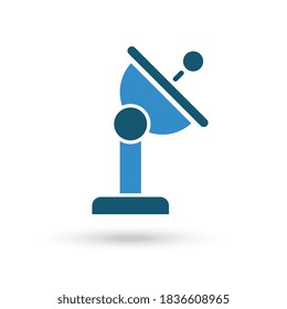 Blue Radar satellite dish icon thin line for web and mobile, modern minimalistic flat design.