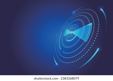 Blue radar scanning vector graphics, abstract technology background.