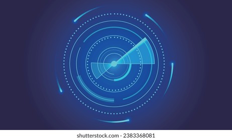 Blue radar scanning vector graphics, abstract technology background.