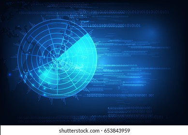 Blue radar screen scan on map design,vector illustration.