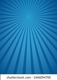 Blue radial beams and rays abstract lines vector background