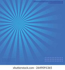 Um padrão de rajada radial azul com listras azul claro e escuro emanando de um ponto central, complementado por padrões pontilhados na parte superior e inferior.