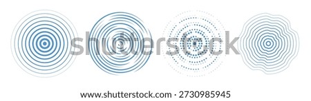 blue radial concentric circle set linear dashed and dotted