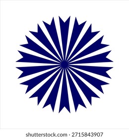 Padrão floral geométrico radial azul sobre um fundo branco