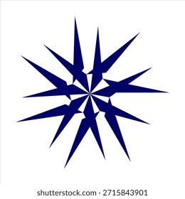 Patrón geométrico radial azul del estallido estelar en un fondo blanco