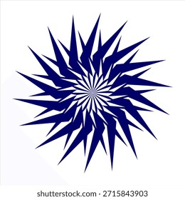 Patrón geométrico radial azul del estallido estelar en un fondo blanco