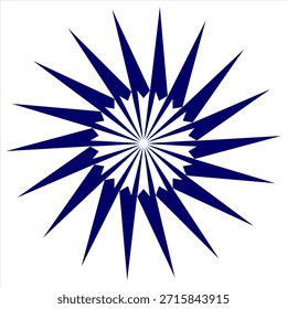 Patrón geométrico radial azul del estallido estelar en un fondo blanco