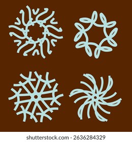 Blue Radial Motif on Brown Background