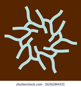 Blue Radial Motif on Brown Background