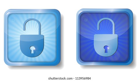 blue radial open lock icon