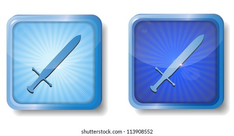 blue radial sword icon