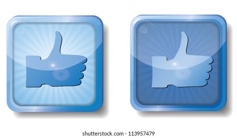 blue radial thumb up icon