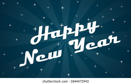 Blue radiant new year card, vector art illustration.