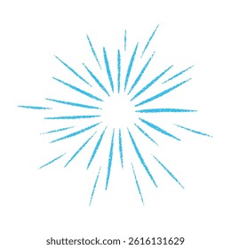 Blue Radiant sunburst with abstract rays and starburst lines. Circular radial light elements. Flat vector illustration isolated on white background.