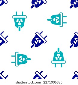 Blue Radiation Elektrostecker Symbol einzeln auf weißem Hintergrund. Kernenergie.  Vektorgrafik