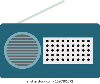 Blue radio, illustration, vector on white background.