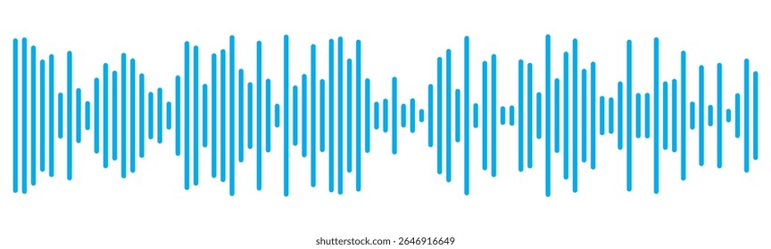 Ícone azul da onda do rádio. Linha simples monocromática . Reprodutor de música 
 bar. Interface de registro. Vetor de áudio de mensagem de voz de onda de som azul. Ícone de ruído de linha de som de onda de música. ícone de onda de som azul vetor.