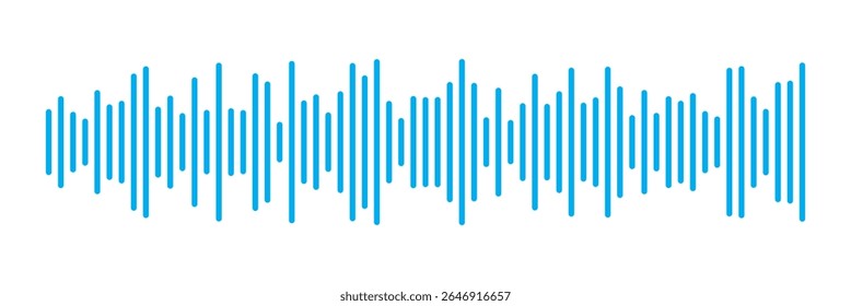 Ícone azul da onda do rádio. Linha simples monocromática . Reprodutor de música 
 bar. Interface de registro. Vetor de áudio de mensagem de voz de onda de som azul. Ícone de ruído de linha de som de onda de música. ícone de onda de som azul vetor.