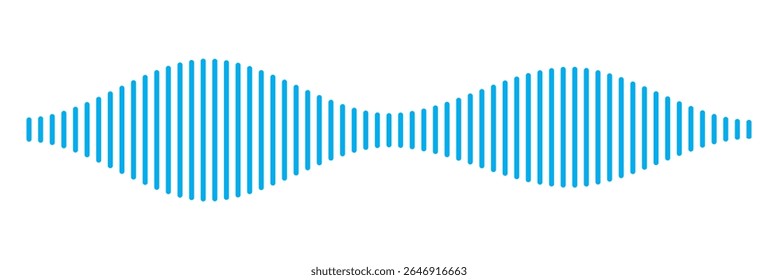 Ícone azul da onda do rádio. Linha simples monocromática . Reprodutor de música 
 bar. Interface de registro. Vetor de áudio de mensagem de voz de onda de som azul. Ícone de ruído de linha de som de onda de música. ícone de onda de som azul vetor.