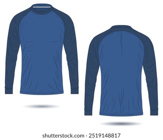 Blue raglan long sleeve t-shirt mockup