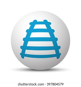 Blue Railroad icon on sphere on white background