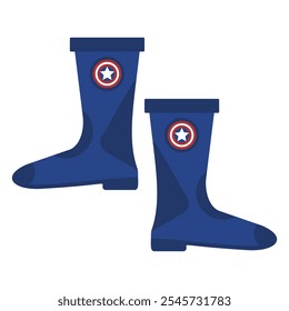 Botas de chuva azul com símbolo de escudo Capitão América