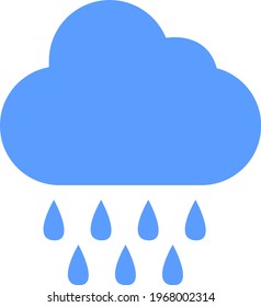 Blue rain cloud, icon illustration, vector on white background