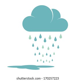 Blue Rain Cloud Vector Illustration