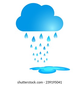 Blue Rain Cloud Vector Illustration.