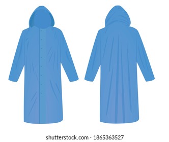 Blue  rain coat. vector illustration