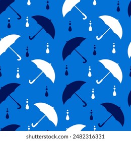 Blue Rain Downpour Serenade Umbrella Pattern can be use for background, apparel, and template design