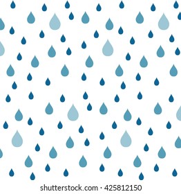  Blue rain drops on white, vector illustration