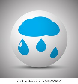 Blue Rain icon on white sphere
