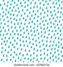  Blue rain seamless pattern. Simple hand drawn background. Vector illustration.