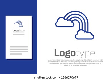 Blue Rainbow with clouds icon isolated on white background. Logo design template element. Vector Illustration