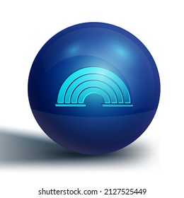 Blue Rainbow icon isolated on white background. Blue circle button. Vector