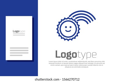Blue Rainbow with sun icon isolated on white background. Logo design template element. Vector Illustration