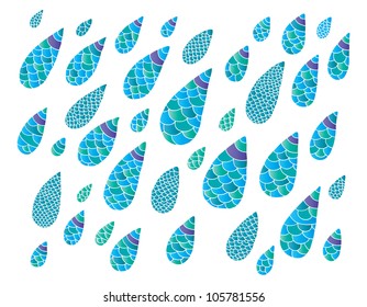 blue raindrops