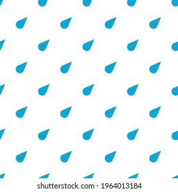 Blue raindrops on white background seamless pattern. Vector illustration.