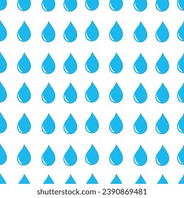 Blue raindrops on a white background. It is raining. Seamless pattern.Vector illustration.