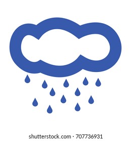 Blue raining cloud icon on a white background, Vector illustration