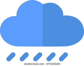 Blue rainy cloud, icon illustration, vector on white background