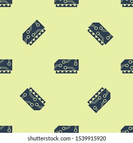 Blue RAM, random access memory icon isolated seamless pattern on yellow background.  Vector Illustration