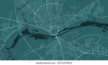 Blue Randers map, Denmark. Vector city streetmap, municipality area.