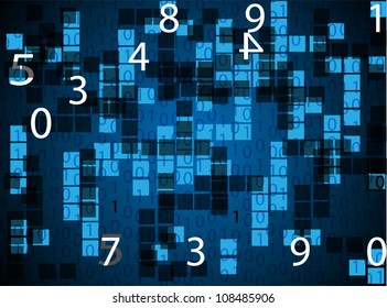 blue random numbers background illustration