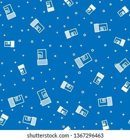 Blue random seamless pattern  Blank medicine bottle icon