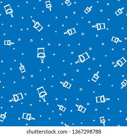 Blue random seamless pattern  Champagne bottle in a bucket with ice